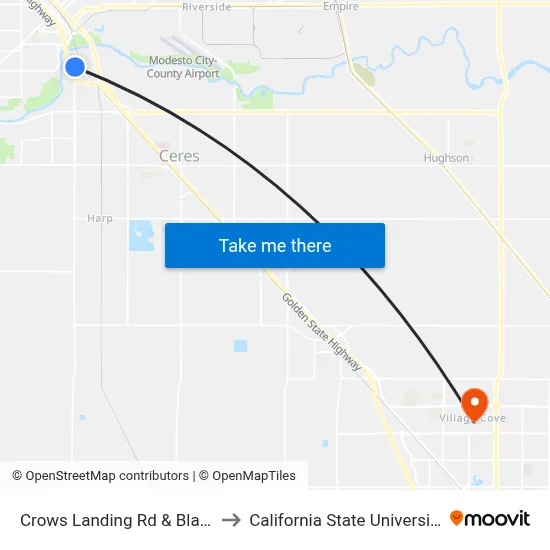 Crows Landing Rd & Blankenburg Ave to California State University, Stanislaus map