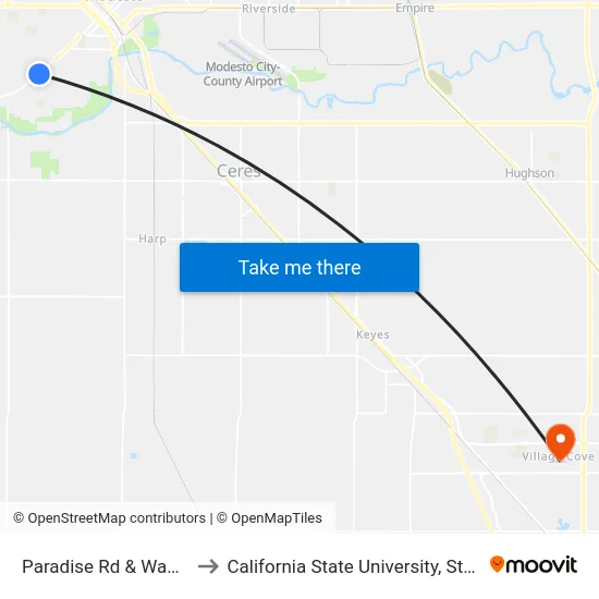 Paradise Rd & Wade Ave to California State University, Stanislaus map