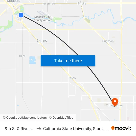 9th St & River Rd to California State University, Stanislaus map