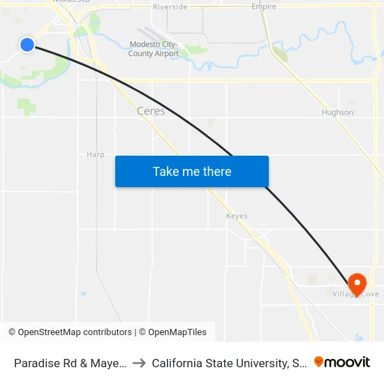 Paradise Rd & Mayette Ave to California State University, Stanislaus map