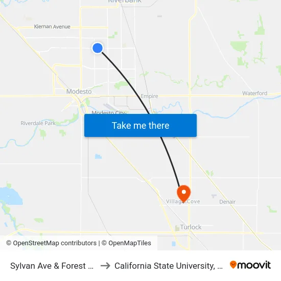 Sylvan Ave & Forest Glenn Dr to California State University, Stanislaus map