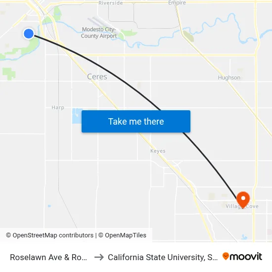 Roselawn Ave & Rouse Ave to California State University, Stanislaus map