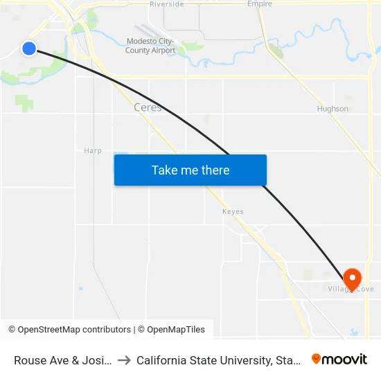 Rouse Ave & Josilane to California State University, Stanislaus map