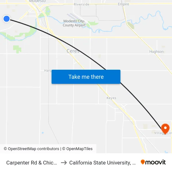 Carpenter Rd & Chicago Ave to California State University, Stanislaus map