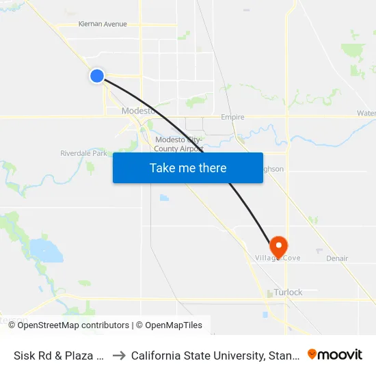Sisk Rd & Plaza Pkw to California State University, Stanislaus map