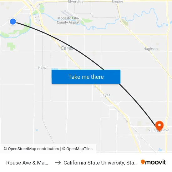 Rouse Ave & Mamilane to California State University, Stanislaus map