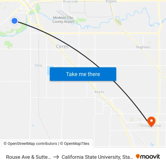 Rouse Ave & Sutter Ave to California State University, Stanislaus map