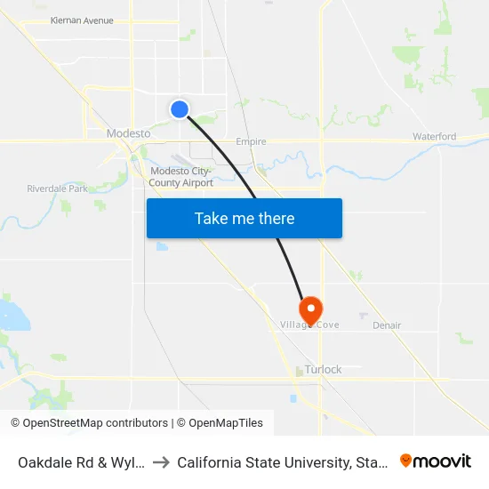 Oakdale Rd & Wylie Dr to California State University, Stanislaus map