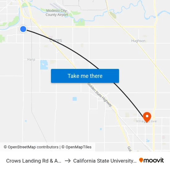 Crows Landing Rd & Amador Ave to California State University, Stanislaus map