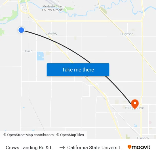 Crows Landing Rd & Imperial Ave to California State University, Stanislaus map