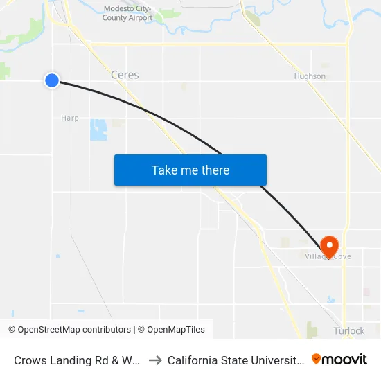 Crows Landing Rd & Whitmore Ave to California State University, Stanislaus map