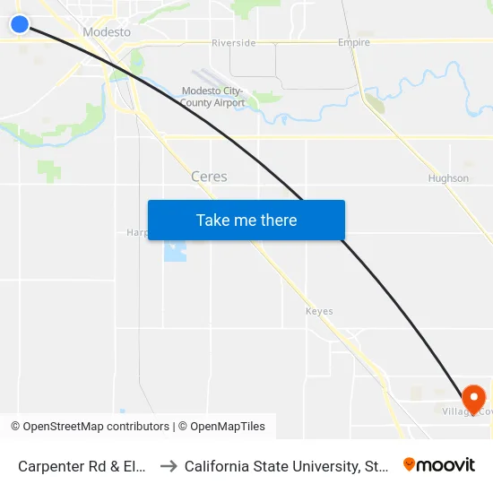 Carpenter Rd & Elm Ave to California State University, Stanislaus map