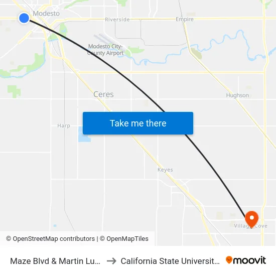 Maze Blvd & Martin Luther King Dr to California State University, Stanislaus map