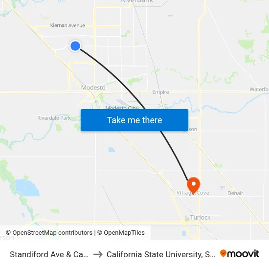 Standiford Ave & Carver Rd to California State University, Stanislaus map