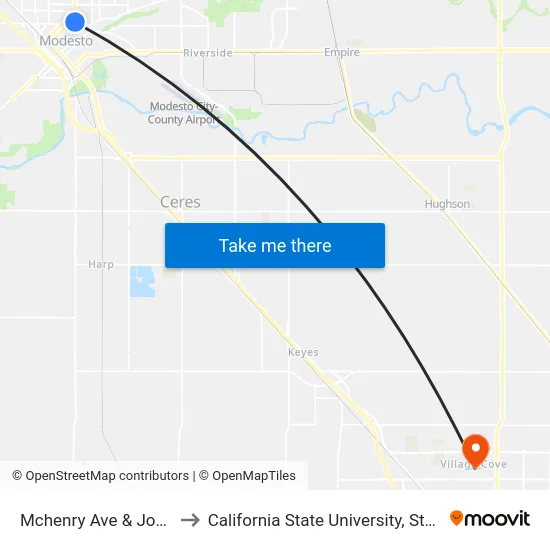 Mchenry Ave & Jones St to California State University, Stanislaus map