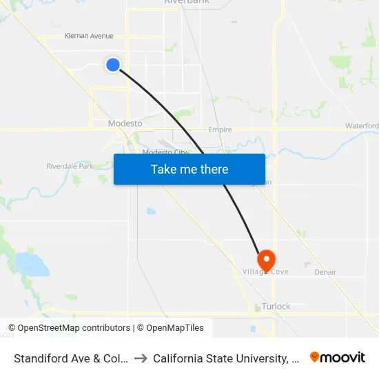 Standiford Ave & Colonial Dr to California State University, Stanislaus map