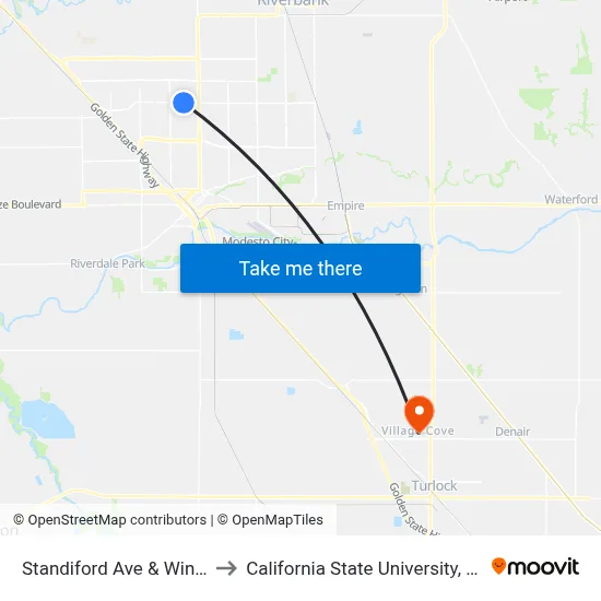 Standiford Ave & Winegarden to California State University, Stanislaus map