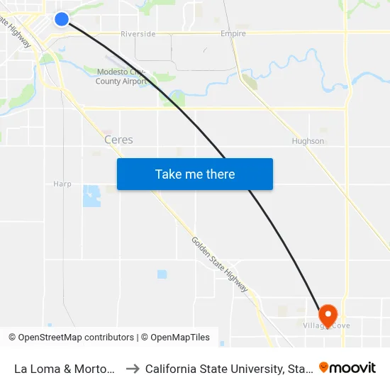 La Loma & Morton Blvd to California State University, Stanislaus map
