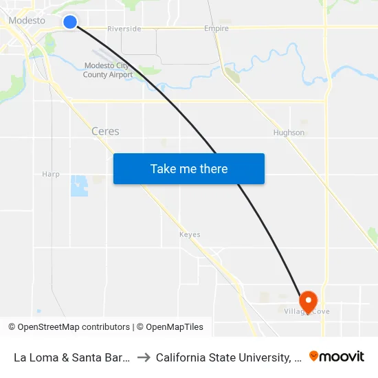 La Loma & Santa Barbara Ave to California State University, Stanislaus map