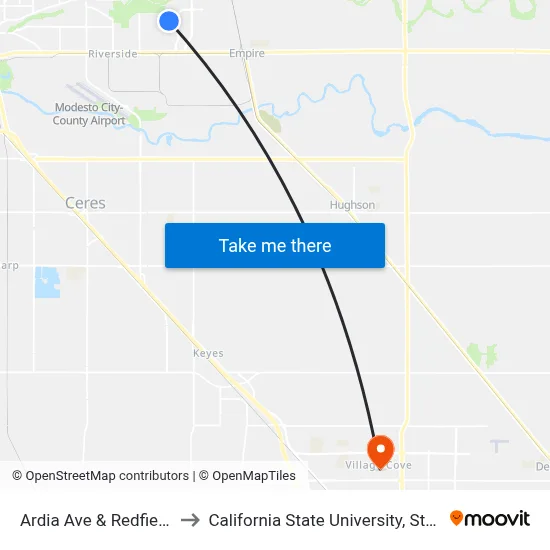 Ardia Ave & Redfield Ave to California State University, Stanislaus map
