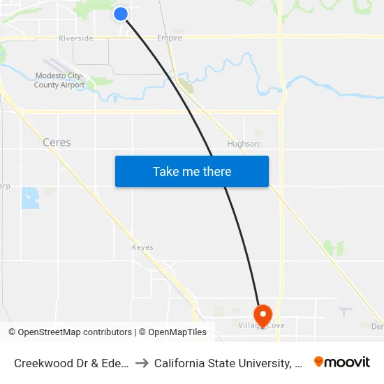 Creekwood Dr & Edenton Ln to California State University, Stanislaus map