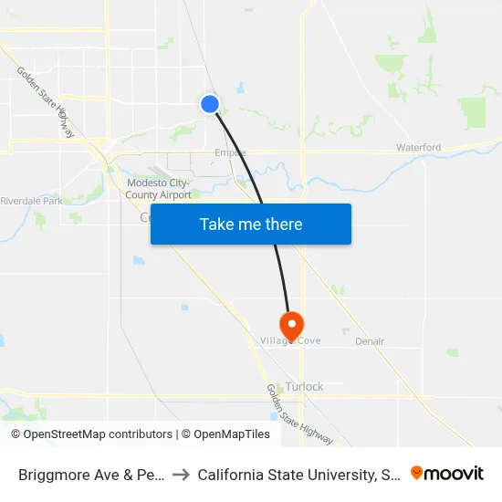 Briggmore Ave & Peta Way to California State University, Stanislaus map