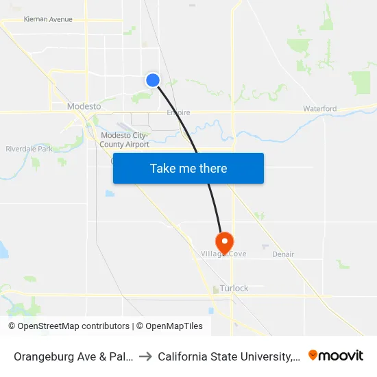 Orangeburg Ave & Palmdale Dr to California State University, Stanislaus map