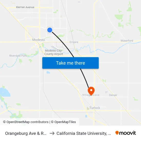 Orangeburg Ave & Rose Ave to California State University, Stanislaus map