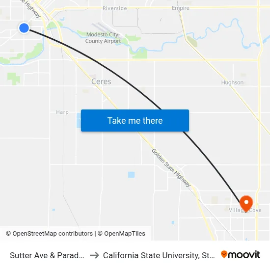Sutter Ave & Paradise Rd to California State University, Stanislaus map