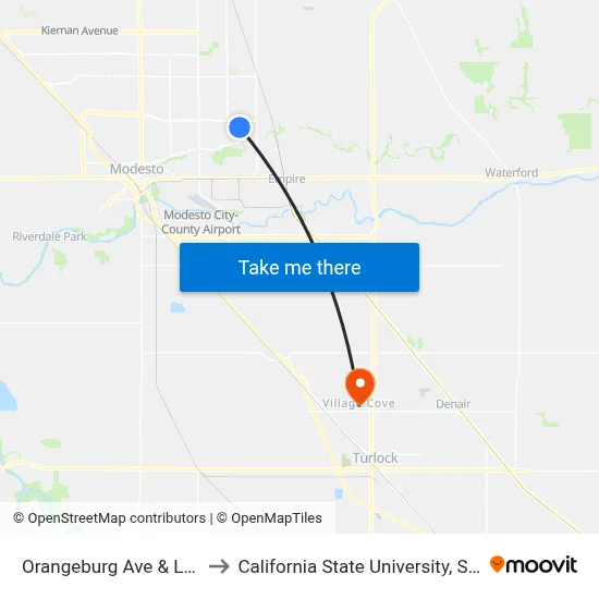 Orangeburg Ave & Lillian Dr to California State University, Stanislaus map