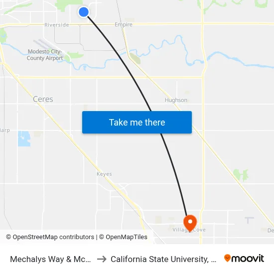 Mechalys Way & Mcclure Rd to California State University, Stanislaus map