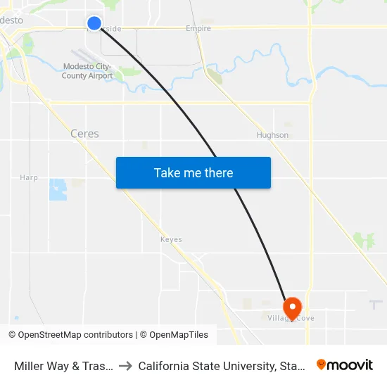 Miller Way & Trask Ln to California State University, Stanislaus map