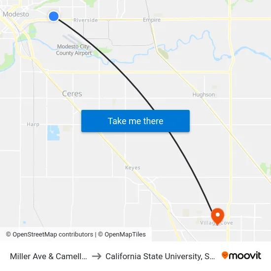 Miller Ave & Camellia Way to California State University, Stanislaus map