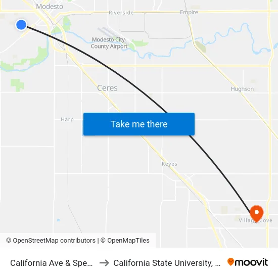 California Ave & Spencer Ave to California State University, Stanislaus map