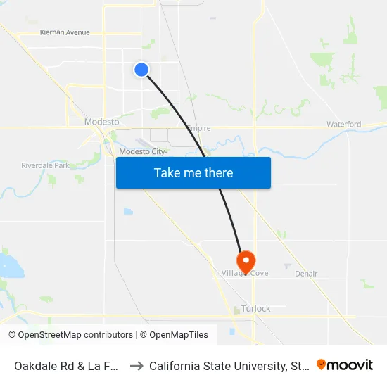 Oakdale Rd & La Force Dr to California State University, Stanislaus map