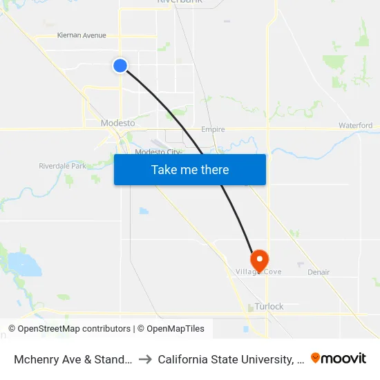 Mchenry Ave & Standiford Ave to California State University, Stanislaus map