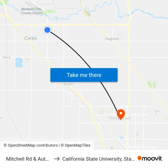Mitchell Rd & Autozone to California State University, Stanislaus map