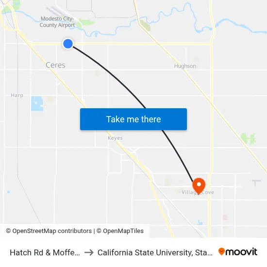 Hatch Rd & Moffett Rd to California State University, Stanislaus map