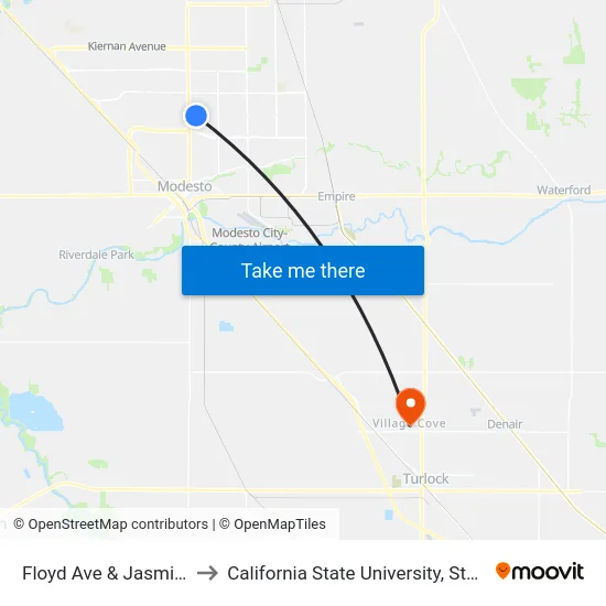 Floyd Ave & Jasmin Ave to California State University, Stanislaus map
