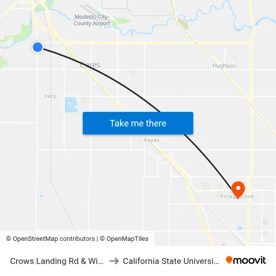 Crows Landing Rd & Winmoore Way to California State University, Stanislaus map