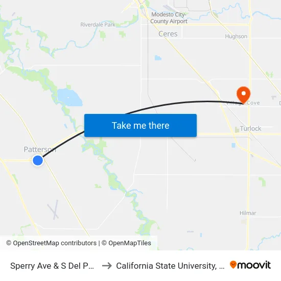 Sperry Ave & S Del Puerto Ave to California State University, Stanislaus map