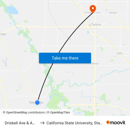 Driskell Ave & Amy Dr to California State University, Stanislaus map