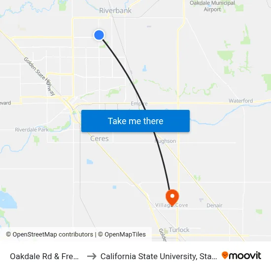 Oakdale Rd & Freddi Ln to California State University, Stanislaus map