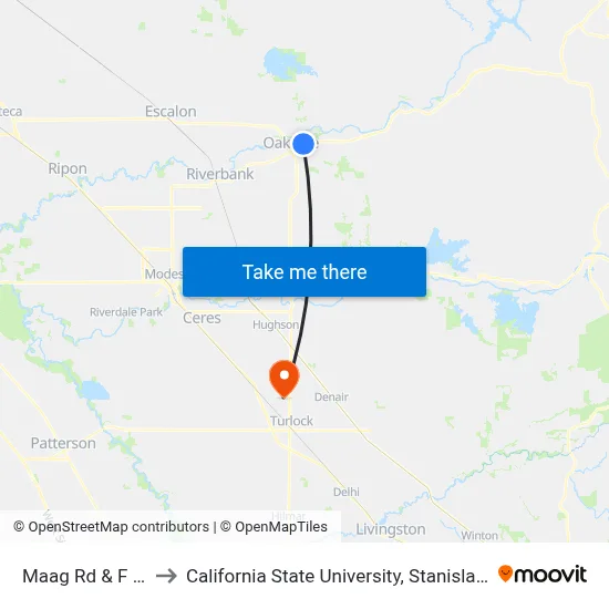 Maag Rd & F St to California State University, Stanislaus map