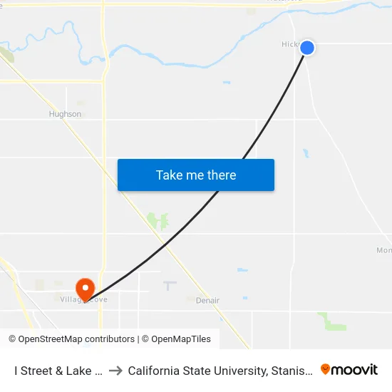 I Street & Lake Rd to California State University, Stanislaus map