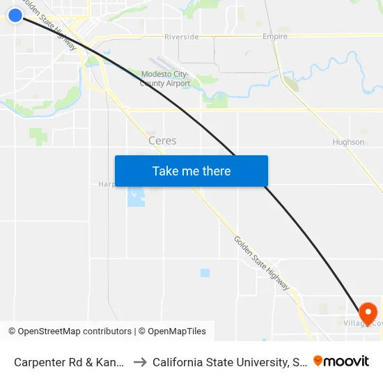 Carpenter Rd & Kansas Ave to California State University, Stanislaus map