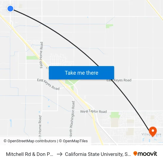 Mitchell Rd & Don Pedro Rd to California State University, Stanislaus map