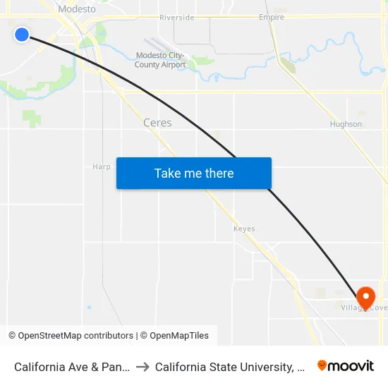 California Ave & Panama Dr to California State University, Stanislaus map