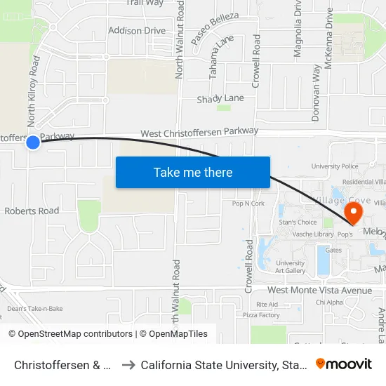 Christoffersen & Kilroy to California State University, Stanislaus map