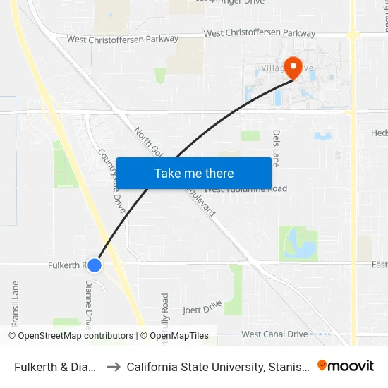 Fulkerth & Dianne to California State University, Stanislaus map